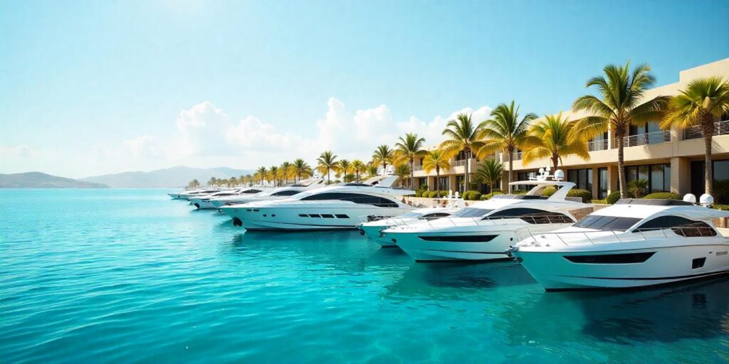 panoramic view of a luxurious marina